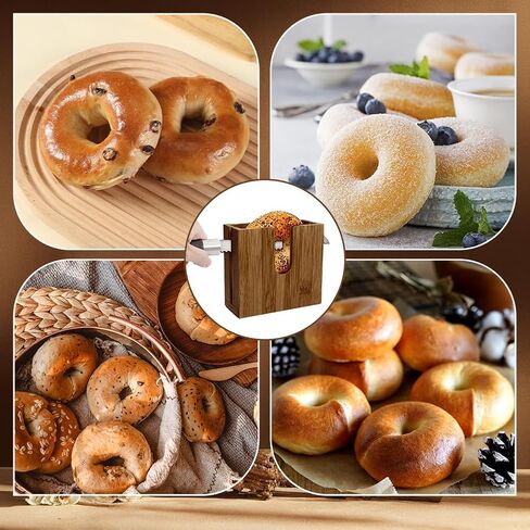 CUTHOLLOW Premium Acacia Adjustable Wood Bagel Slicer Holder for Slicing, Handcrafted Durable Wooden Bagel Cutter Slicer with Removable Insert for Breakfast Kitchen Restaurant Bagel Bar English Muffin in Saudi Arabia