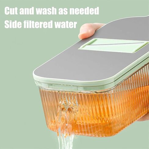 قطاعة الخضروات، قطاعة شرائح الطعام مع حاوية محمولة، 6 شفرات وصندوق شفرات، أدوات مطبخ مغناطيسية للبطاطس النباتية وزبدة البصل والجزر، قطاعة خضروات المطبخ المدمجة متعددة الأغراض in Kuwait