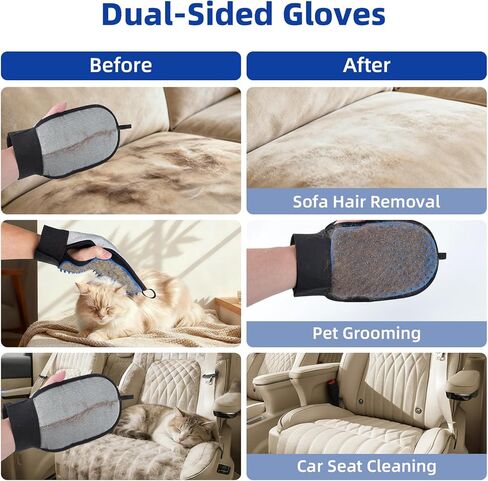 قفاز إزالة شعر الحيوانات الأليفة للكلاب والقطط، فرشاة شعر سحرية قابلة لإعادة الاستخدام، وقفازات للعناية بالحيوانات الأليفة، أداة إزالة شعر الحيوانات الأليفة الكهروستاتيكية للأرائك والسجاد والأثاث ومقاعد السيارات والملابس in Kuwait