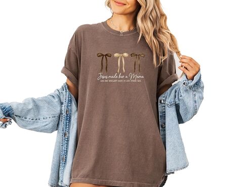 Comfort Colors, Jesus Made Her A Mama Shirt, Trendy Christian Mama Bows Shirt, Religious Mom Life Coquettes Shirt, Cool Mom Club Shirt in Saudi Arabia
