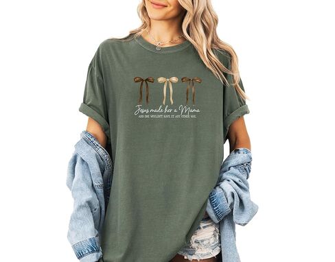Comfort Colors, Jesus Made Her A Mama Shirt, Trendy Christian Mama Bows Shirt, Religious Mom Life Coquettes Shirt, Cool Mom Club Shirt in Saudi Arabia