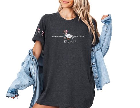 Custom Mama Goose Est. Sweatshirt,Personalized New Mom Gift,Baby Shower Sweater,Pregnancy Reveal Shirt,First Time Mom Outfit in Saudi Arabia