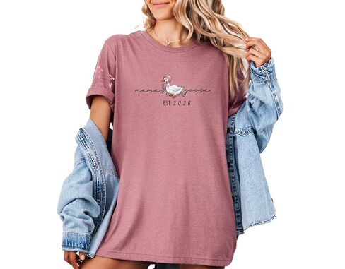 Custom Mama Goose Est. Sweatshirt,Personalized New Mom Gift,Baby Shower Sweater,Pregnancy Reveal Shirt,First Time Mom Outfit in Saudi Arabia