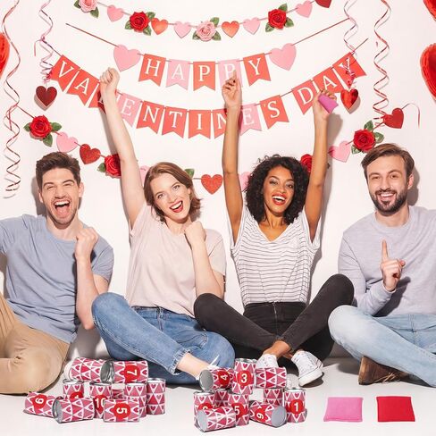 30 قطعة من لعبة رمي الحبوب في كرنفال عيد الحب، مجموعة ألعاب الرمي، تتضمن 20 علبة معدنية و8 أكياس فول ومجموعتين من ملصقات الأرقام للألعاب الخارجية والداخلية وحفلات الكرنفال in Kuwait