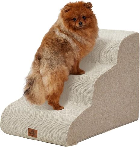Joydeco Dog Stairs for Bed 29" H, 5-Step Pet Steps for Small Dogs and Cats, Dog Steps for High Bed, Non-Slip Balanced Ramp Indoor Pet Stairs, Beige in Saudi Arabia