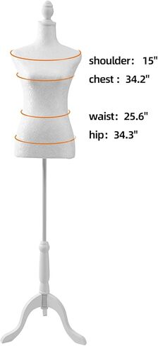 Adjustable Female Pinnable Mannequin Torso with Tripod Base for Display (White) in Saudi Arabia