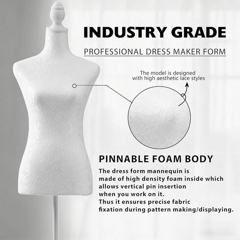 Adjustable Female Pinnable Mannequin Torso with Tripod Base for Display (White) in Saudi Arabia