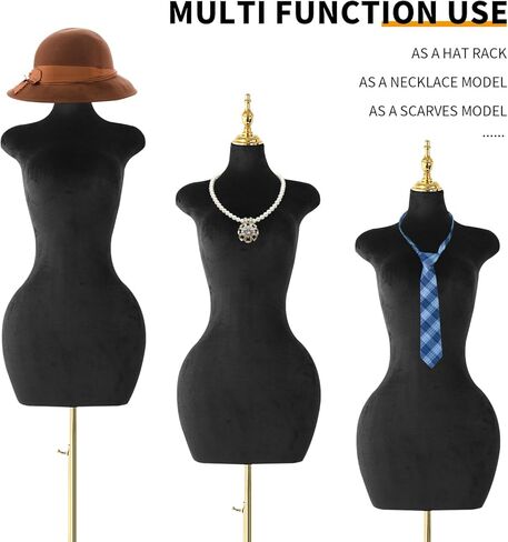 Black Velour Female Mannequin Body Tripod Stand,Height Adjustable Maniqui para Ropa,Dress Form Mannequin & maniquine Jewelry Display in Saudi Arabia