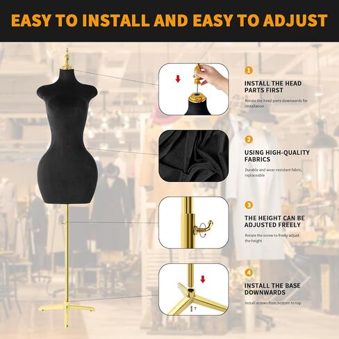 Black Velour Female Mannequin Body Tripod Stand,Height Adjustable Maniqui para Ropa,Dress Form Mannequin & maniquine Jewelry Display in Saudi Arabia