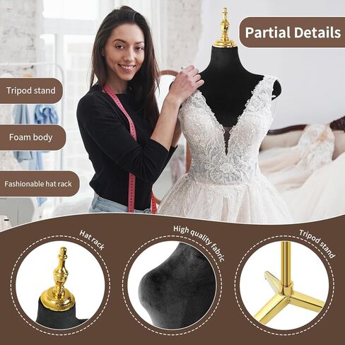 Black Velour Female Mannequin Body Tripod Stand,Height Adjustable Maniqui para Ropa,Dress Form Mannequin & maniquine Jewelry Display in Saudi Arabia