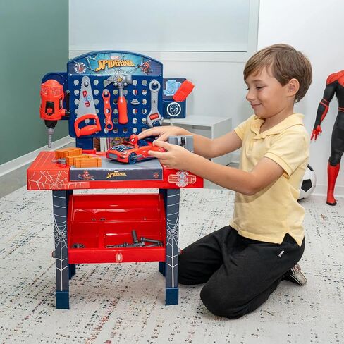مجموعة مقاعد Marvel Spider-Man من World Tech Toys - مجموعة أدوات مقعد Spiderman مع سيارة تفكيك - منتج مرخص رسميًا من Marvel (55 قطعة) in Kuwait