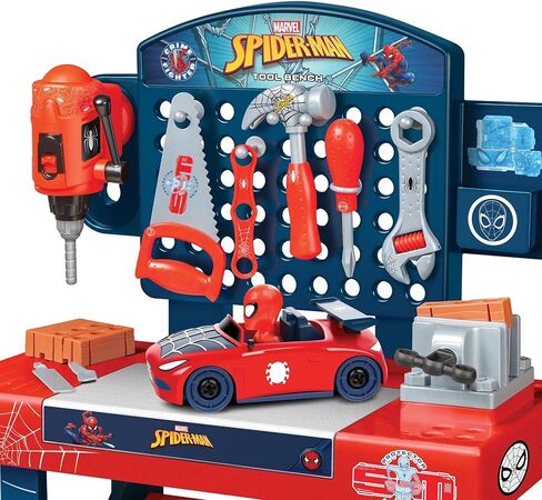مجموعة مقاعد Marvel Spider-Man من World Tech Toys - مجموعة أدوات مقعد Spiderman مع سيارة تفكيك - منتج مرخص رسميًا من Marvel (55 قطعة) in Kuwait