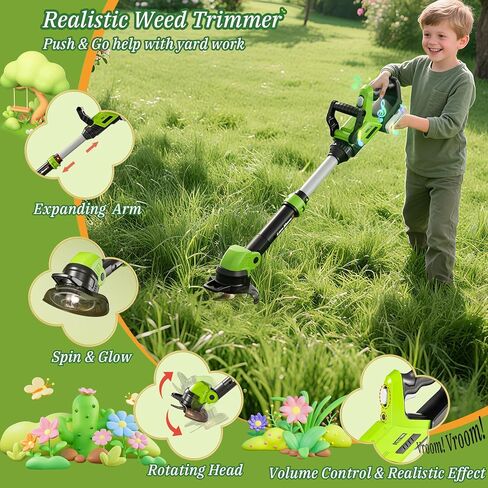 Kids Tool Set, 3-IN-1 Toddler Power Garden Tools with Sounds & Lights, Volume+/-, Toy Weed Wacker, Leaf Blower & Hedge Trimmer, Outdoor Play Toy Tools, Christmas Birthday Gifts for Boys 3 4 5 6 7 8+ in Saudi Arabia
