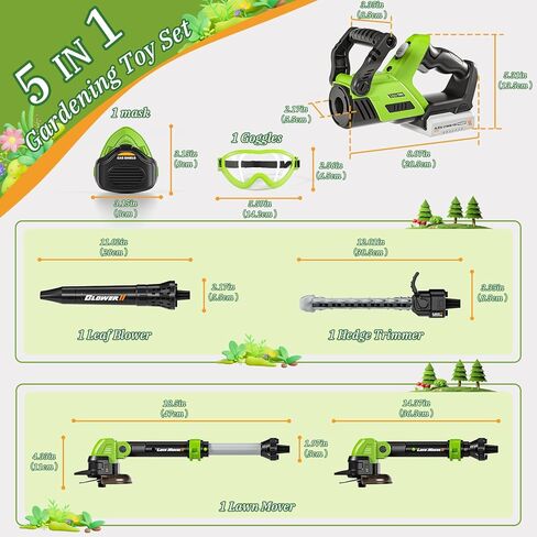 Kids Tool Set, 3-IN-1 Toddler Power Garden Tools with Sounds & Lights, Volume+/-, Toy Weed Wacker, Leaf Blower & Hedge Trimmer, Outdoor Play Toy Tools, Christmas Birthday Gifts for Boys 3 4 5 6 7 8+ in Saudi Arabia