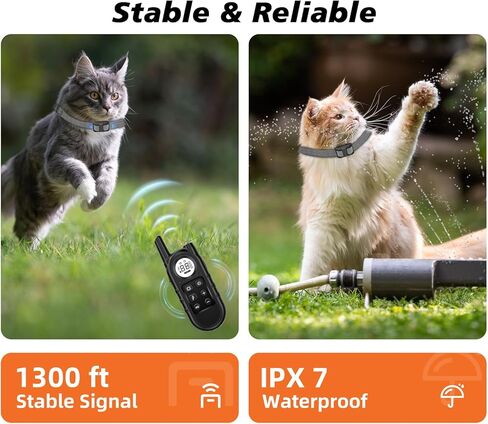 Tiniest Cat Shock Collar, Lightest Cat Training Collar with Remote for Small Cats 5-15lbs & Medium Large Cats/Puppies, Waterproof, Rechargeable, 1300ft Range（White Black Dot） in Kuwait