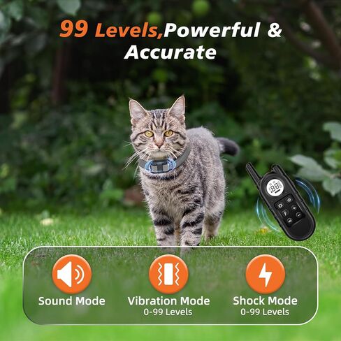 Tiniest Cat Shock Collar, Lightest Cat Training Collar with Remote for Small Cats 5-15lbs & Medium Large Cats/Puppies, Waterproof, Rechargeable, 1300ft Range（White Black Dot） in Kuwait