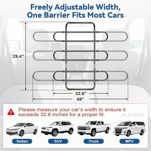 حاجز سيارة معدني قابل للتعديل للكلاب، مقسم عالمي للحيوانات الأليفة مع إطار فولاذي لسيارات الدفع الرباعي والشاحنات سيدان وMPV، حاجز للكلاب في السيارة وبوابة شحن للمقعد الخلفي، لوحة متحركة تناسب إمالة المقعد in Kuwait