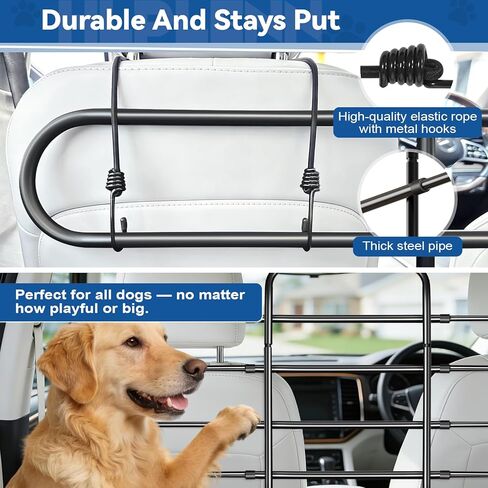 حاجز سيارة معدني قابل للتعديل للكلاب، مقسم عالمي للحيوانات الأليفة مع إطار فولاذي لسيارات الدفع الرباعي والشاحنات سيدان وMPV، حاجز للكلاب في السيارة وبوابة شحن للمقعد الخلفي، لوحة متحركة تناسب إمالة المقعد in Kuwait