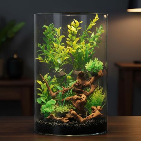 16 Pcs Aquarium Decor Fish Tank Decorations Include 6 Small Natural Coral Driftwood Spiderwood and 10 Green Plastic Plants for Reptile Terrarium Accessories Goldfish Tank Decor in Saudi Arabia