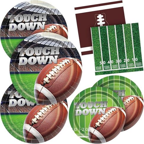 2026 Football Party Decorations,144 Pcs Football Party Supplies Kit Serve 48, Party Tableware Includes Dinner Plates, Dessert Plates, Napkins, Perfect Birthday Party Decor in Saudi Arabia