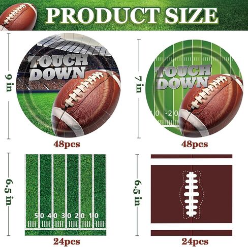 2026 Football Party Decorations,144 Pcs Football Party Supplies Kit Serve 48, Party Tableware Includes Dinner Plates, Dessert Plates, Napkins, Perfect Birthday Party Decor in Saudi Arabia