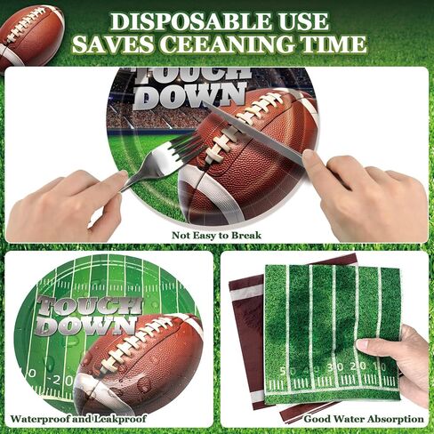 2026 Football Party Decorations,144 Pcs Football Party Supplies Kit Serve 48, Party Tableware Includes Dinner Plates, Dessert Plates, Napkins, Perfect Birthday Party Decor in Saudi Arabia