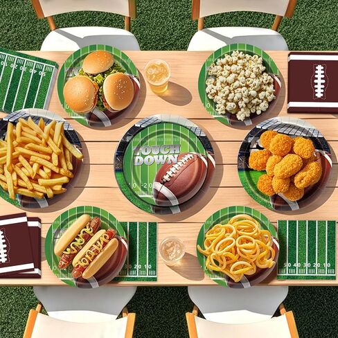 2026 Football Party Decorations,144 Pcs Football Party Supplies Kit Serve 48, Party Tableware Includes Dinner Plates, Dessert Plates, Napkins, Perfect Birthday Party Decor in Saudi Arabia