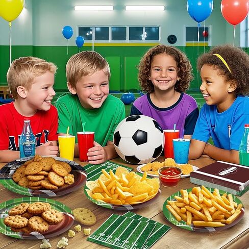 2026 Football Party Decorations,144 Pcs Football Party Supplies Kit Serve 48, Party Tableware Includes Dinner Plates, Dessert Plates, Napkins, Perfect Birthday Party Decor in Saudi Arabia