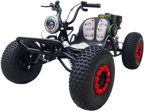 Zyliathor 212cc 4-Stroke Off Road Go Kart، حزام CVT يعمل بالغاز + سلسلة 420، F/N/R، تشغيل كهربائي وسحب، إطارات AT19x7-8، تعليق مستقل بأربع عجلات، 600 رطل (أحمر) in Saudi Arabia