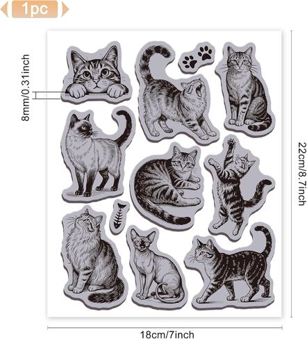 طوابع مطاطية لحيوانات القطط من GLOBLELAND مقاس 22 × 18 سم من ماين سيامي إيفا Cling Mount Stamps مجموعة طوابع مطاطية للقطط البرتقالية لصنع البطاقات وألبوم الصور والديكور DIY سكرابوكينغ in Kuwait