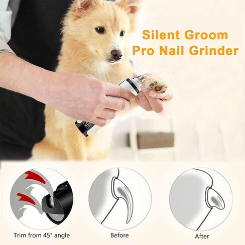 2026 مطحنة أظافر Silent Groom Pro مطورة - مطحنة أظافر لاسلكية بثلاث سرعات، أداة تشذيب أظافر الحيوانات الأليفة مع 2 مصباح LED، قابلة لإعادة الشحن عبر USB-C وعجلتين طحن للكلاب والقطط الصغيرة والمتوسطة والكبيرة in Kuwait