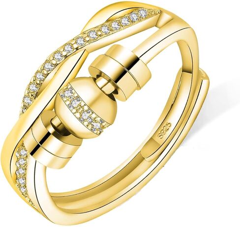 HEEYA Anxiety Rings for Women,Sterling Silver Rings to my Daughter,Adjustable Spinner Ring with Ball Bead,Anxiety Fidget Ring for Women,Thumb Jewelry for Birthday,Christmas with Gift Card in Saudi Arabia