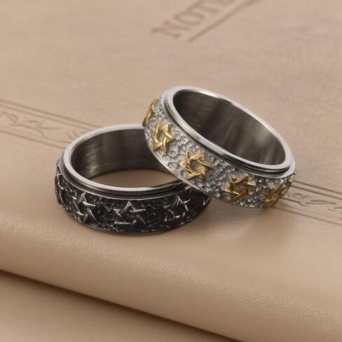 Spinner Fidget Ring for Men Women Stainless Steel Worry Stress Relieve Ring Wedding Band Rings Size 7-12 in Saudi Arabia