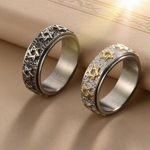 Spinner Fidget Ring for Men Women Stainless Steel Worry Stress Relieve Ring Wedding Band Rings Size 7-12 in Saudi Arabia