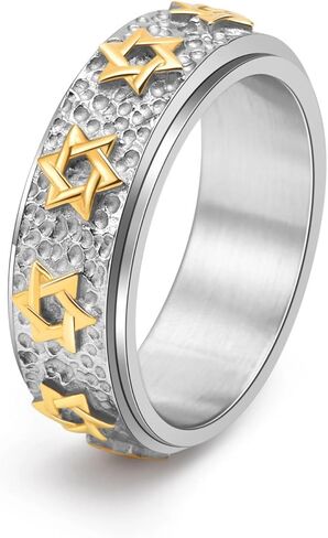 Spinner Fidget Ring for Men Women Stainless Steel Worry Stress Relieve Ring Wedding Band Rings Size 7-12 in Saudi Arabia