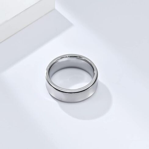 Spinner Ring for Women Men Stainless Steel Anxiety Ring White/Yellow Gold Plated Fidget Rings Wedding Rings Simple Jewelry Size 7-12 in Saudi Arabia