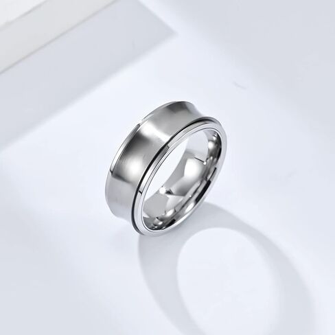 Spinner Ring for Women Men Stainless Steel Anxiety Ring White/Yellow Gold Plated Fidget Rings Wedding Rings Simple Jewelry Size 7-12 in Saudi Arabia