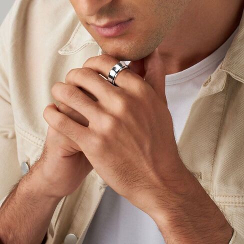 Spinner Ring for Women Men Stainless Steel Anxiety Ring White/Yellow Gold Plated Fidget Rings Wedding Rings Simple Jewelry Size 7-12 in Saudi Arabia
