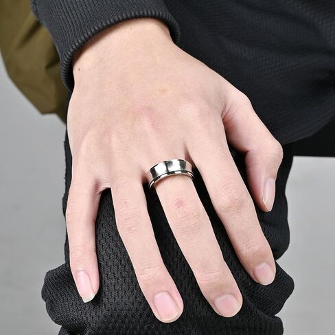 Spinner Ring for Women Men Stainless Steel Anxiety Ring White/Yellow Gold Plated Fidget Rings Wedding Rings Simple Jewelry Size 7-12 in Saudi Arabia