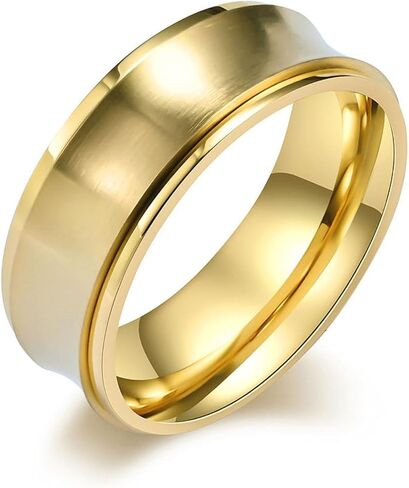 Spinner Ring for Women Men Stainless Steel Anxiety Ring White/Yellow Gold Plated Fidget Rings Wedding Rings Simple Jewelry Size 7-12 in Saudi Arabia