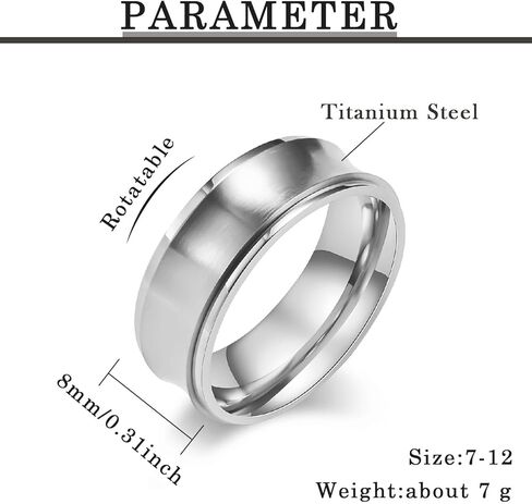 Spinner Ring for Women Men Stainless Steel Anxiety Ring White/Yellow Gold Plated Fidget Rings Wedding Rings Simple Jewelry Size 7-12 in Saudi Arabia