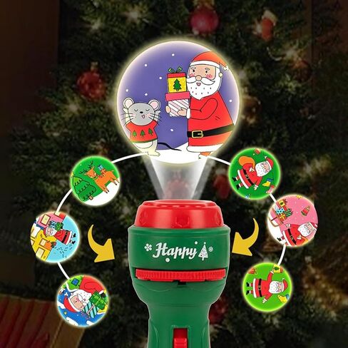 Christmas Flashlights for Kids,Cartoon Kids Projector Flashlight,24 Patterns Handheld Flashlight Projector,Christmas Slide Torch Toy for Stocking Stuffer in Saudi Arabia