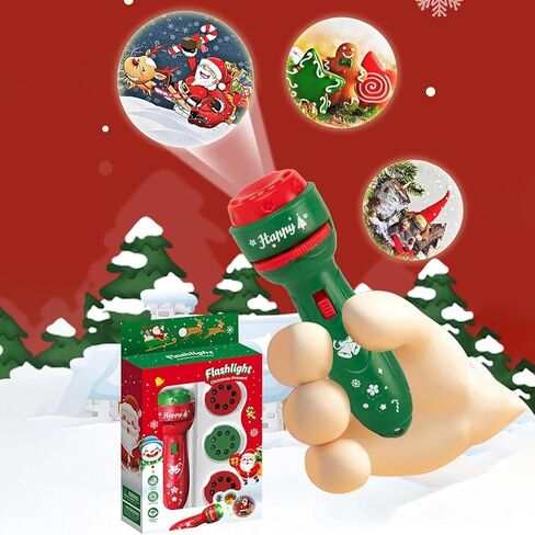 Christmas Flashlights for Kids,Cartoon Kids Projector Flashlight,24 Patterns Handheld Flashlight Projector,Christmas Slide Torch Toy for Stocking Stuffer in Saudi Arabia