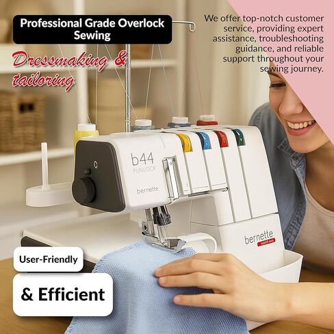 Bernette B44 Funlock Overlock Serger Sewing Machine | Threads Bundle, Scissors, Rotary Cutter, Needles, Foldable Cutting Mat | Heavy Duty Stitching & Quilting Performance | Beginners to Professional in Saudi Arabia
