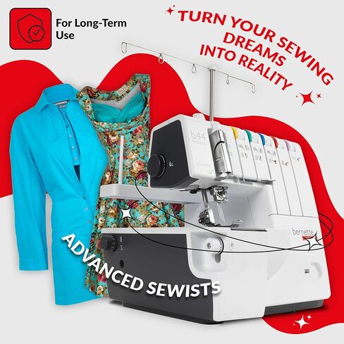 Bernette B44 Funlock Overlock Serger Sewing Machine | Threads Bundle, Scissors, Rotary Cutter, Needles, Foldable Cutting Mat | Heavy Duty Stitching & Quilting Performance | Beginners to Professional in Saudi Arabia