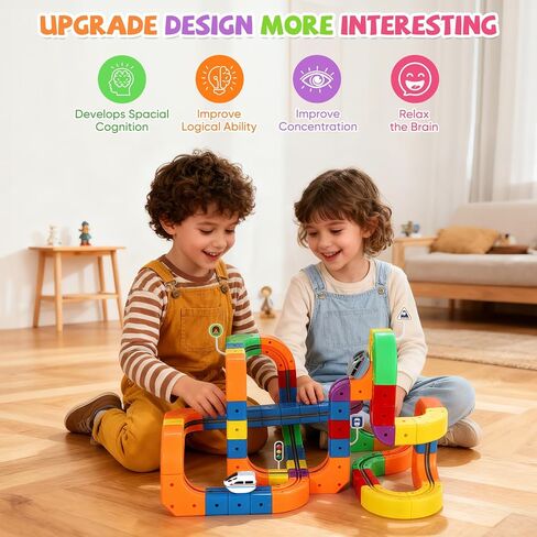 Electric Train Set for Kids Flexible Race Track Toy DIY 3D Embedded Layouts & Motorized Car 3-8 Year Old Boys Girls Toys STEM Learning Gift (123Pcs,2 Car) in Saudi Arabia