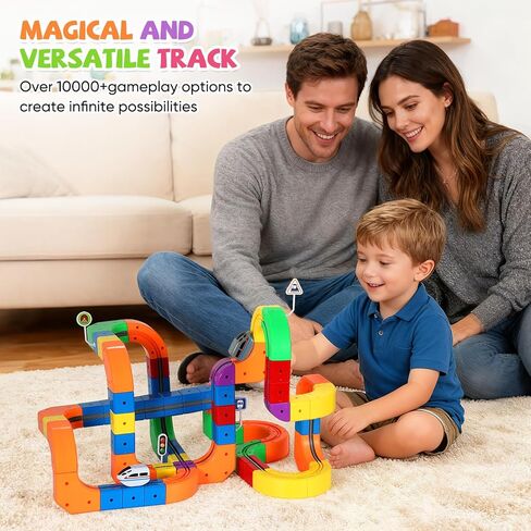 Electric Train Set for Kids Flexible Race Track Toy DIY 3D Embedded Layouts & Motorized Car 3-8 Year Old Boys Girls Toys STEM Learning Gift (123Pcs,2 Car) in Saudi Arabia