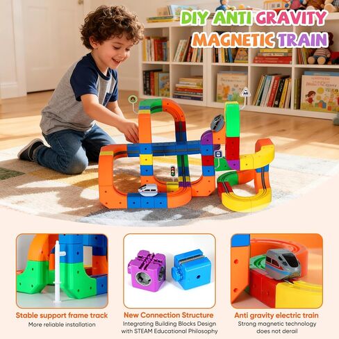 Electric Train Set for Kids Flexible Race Track Toy DIY 3D Embedded Layouts & Motorized Car 3-8 Year Old Boys Girls Toys STEM Learning Gift (123Pcs,2 Car) in Saudi Arabia