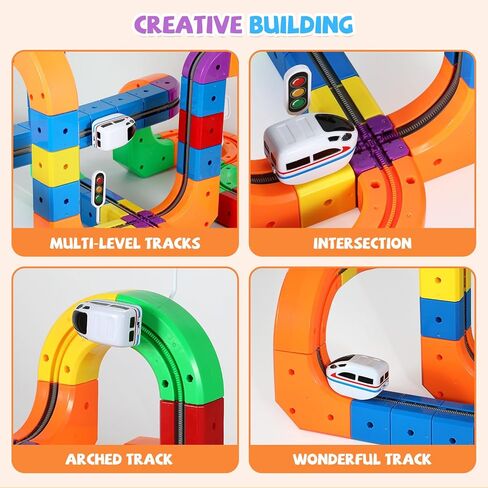Electric Train Set for Kids Flexible Race Track Toy DIY 3D Embedded Layouts & Motorized Car 3-8 Year Old Boys Girls Toys STEM Learning Gift (123Pcs,2 Car) in Saudi Arabia