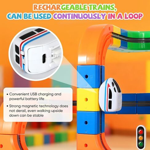 Electric Train Set for Kids Flexible Race Track Toy DIY 3D Embedded Layouts & Motorized Car 3-8 Year Old Boys Girls Toys STEM Learning Gift (123Pcs,2 Car) in Saudi Arabia